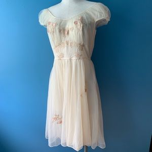 1950's Artemis Vintage blush chiffon nightgown set